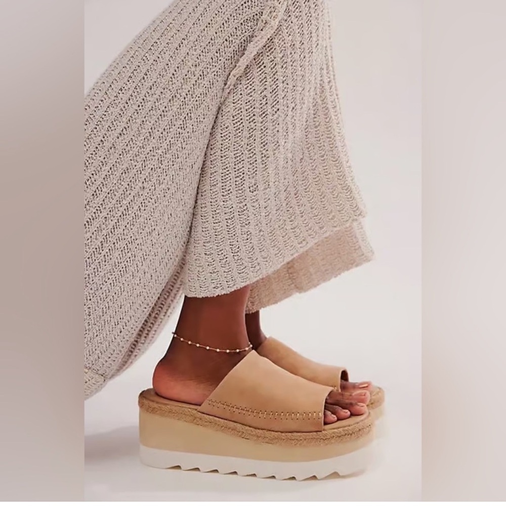 Free People Beige Platform Espadrilles
